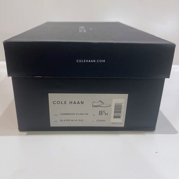 Cole Haan 8.5 M Cambridge Plain Oxford Blue Suede Leather Lace-Up Almond Toe - Picture 13 of 13